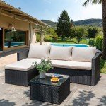3-Piece Wicker Rattan Outdoor Patio Sofa Set