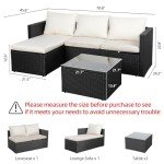 3-Piece Wicker Rattan Outdoor Patio Sofa Set