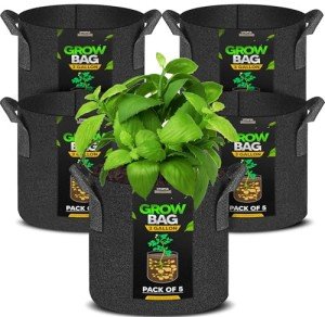 5 Gallon Grow Bags - 5 Pack for Plants