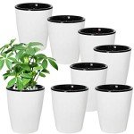 8 Pack 4 Inch Self-Watering White Planters