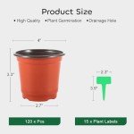 120 Plastic Nursery Pots with Labels for Plants