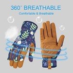 Women's Durable Leather Gardening Gloves (Blue)