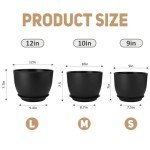 Set of 3 Large Plant Pots with Drainage Holes