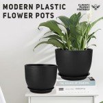 Set of 3 Large Plant Pots with Drainage Holes