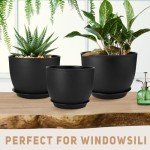 Set of 3 Large Plant Pots with Drainage Holes