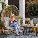YITAHOME Outdoor Rocking Egg Chair - Grey