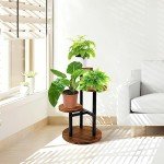 3-Tier Metal and Wood Plant Stand for Indoor/Outdoor