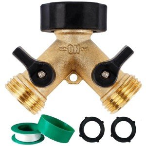 Heavy Duty Brass 2-Way Garden Hose Splitter