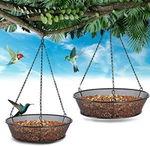 2 Pack Metal Hanging Bird Feeders for Gardens