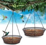 2 Pack Metal Hanging Bird Feeders for Gardens