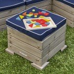 KidKraft Wooden Outdoor Ottoman & Umbrella Set
