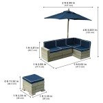 KidKraft Wooden Outdoor Ottoman & Umbrella Set