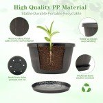 10" Brown Plastic Flower Pots with Drainage - 4 Pack