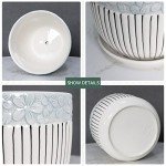 Set of 3 Grey Ceramic Flower Pots with Saucer