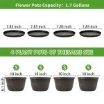 10" Brown Plastic Flower Pots with Drainage - 4 Pack