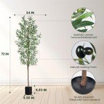 6FT Artificial Olive Tree for Home Décor