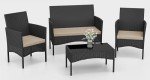 4-Piece Wicker Patio Furniture Set with Coffee Table