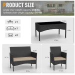 4-Piece Wicker Patio Furniture Set with Coffee Table