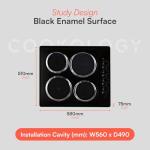 Cookology 60cm Black Electric Hotplate Cooktop