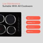 Cookology 60cm Black Electric Hotplate Cooktop
