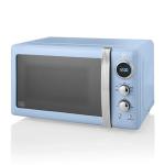 Swan Retro Blue LED Digital Microwave, 20L 800W