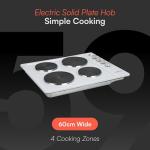 Cookology 60cm White Electric Hotplate Cooktop