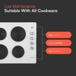 Cookology 60cm White Electric Hotplate Cooktop