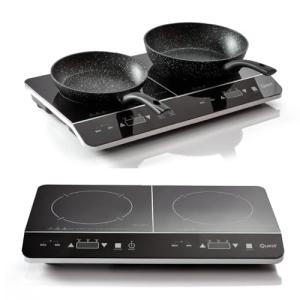 Quest Digital Double Induction Hob with Hot Plate