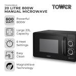 Tower 800W Manual Microwave with Mirror Door