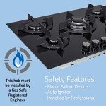 Cookology 70cm Black Gas-on-Glass Hob