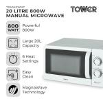 Tower 800W Manual Microwave with Mirror Door