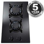 SIA 30cm Black Glass 2 Burner Gas Hob