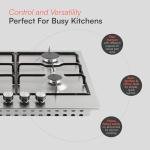 Cookology 60cm Stainless Steel 4 Burner Gas Hob
