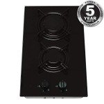 SIA 30cm Black Glass 2 Burner Gas Hob