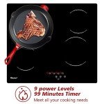 GIONIEN 60cm Black Glass Electric Cooktop