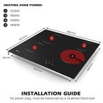 GIONIEN 60cm Black Glass Electric Cooktop