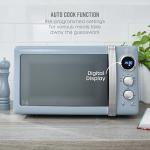Swan Retro Blue LED Digital Microwave, 20L 800W