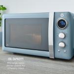 Swan Retro Blue LED Digital Microwave, 20L 800W