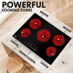 Baridi 77cm Black Glass Ceramic Hob with 5 Zones