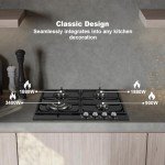 SNDOAS Black Glass 4-Burner Gas Hob