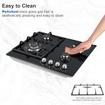 SNDOAS Black Glass 4-Burner Gas Hob