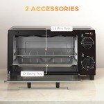 HOMCOM 9L Mini Electric Grill and Toaster Oven