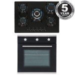 SIA 60cm Black Electric Oven & 70cm Gas Hob