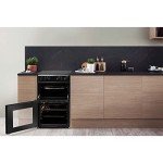 Hotpoint 50cm Double Electric Cooker - Black