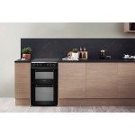 Hotpoint 50cm Double Electric Cooker - Black