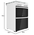 Indesit White 60cm Double Oven Gas Cooker