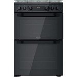 60cm Black Double Oven Gas Cooker with Lid