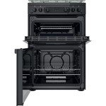 60cm Black Double Oven Gas Cooker with Lid