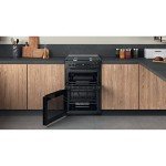 60cm Black Double Oven Gas Cooker with Lid