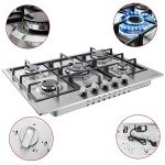 Arebos 68cm Stainless Steel 5-Burner Gas Cooker
